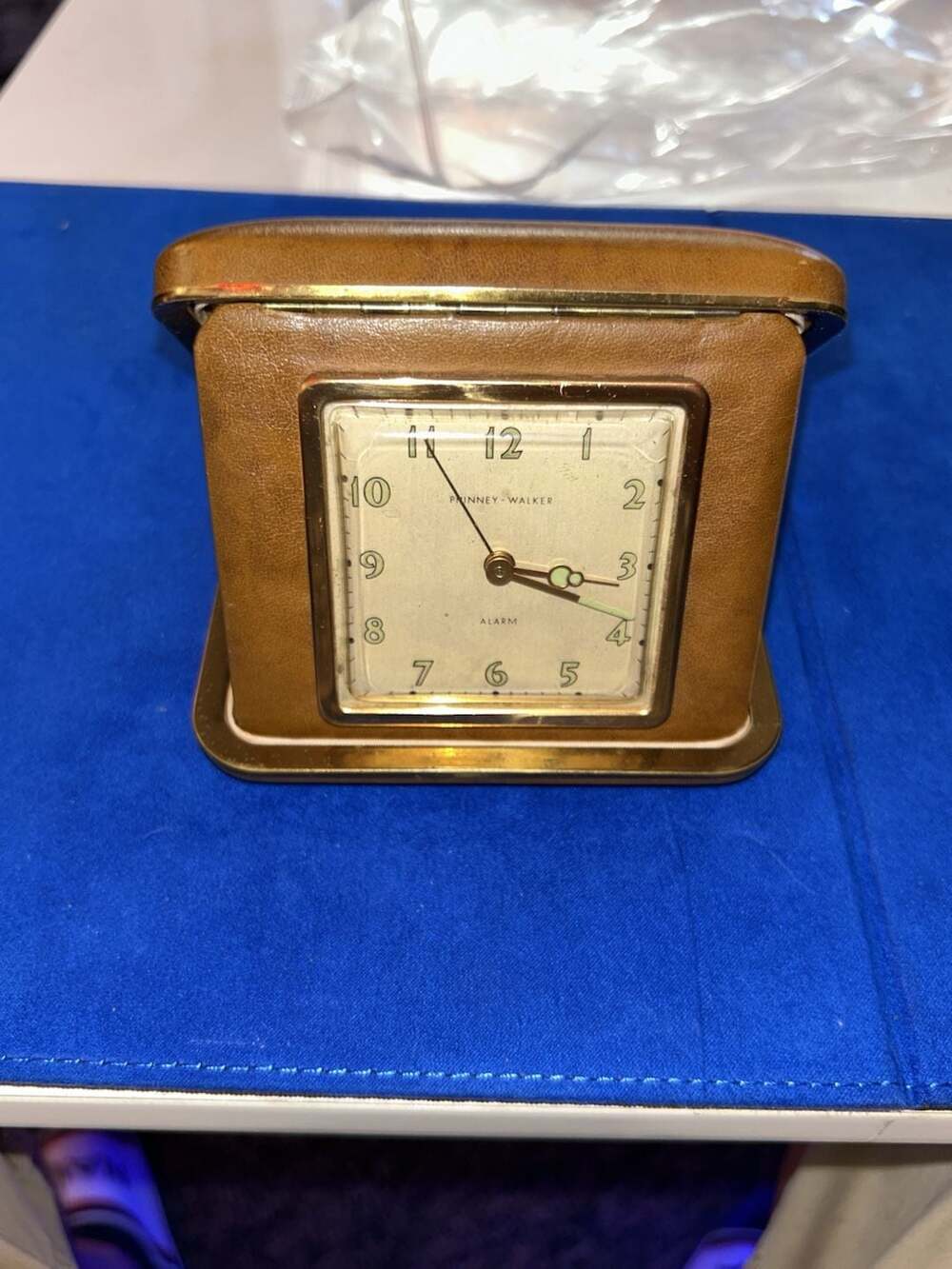 Vintage Phinney-Walker Travel Alarm Clock with Leather Case